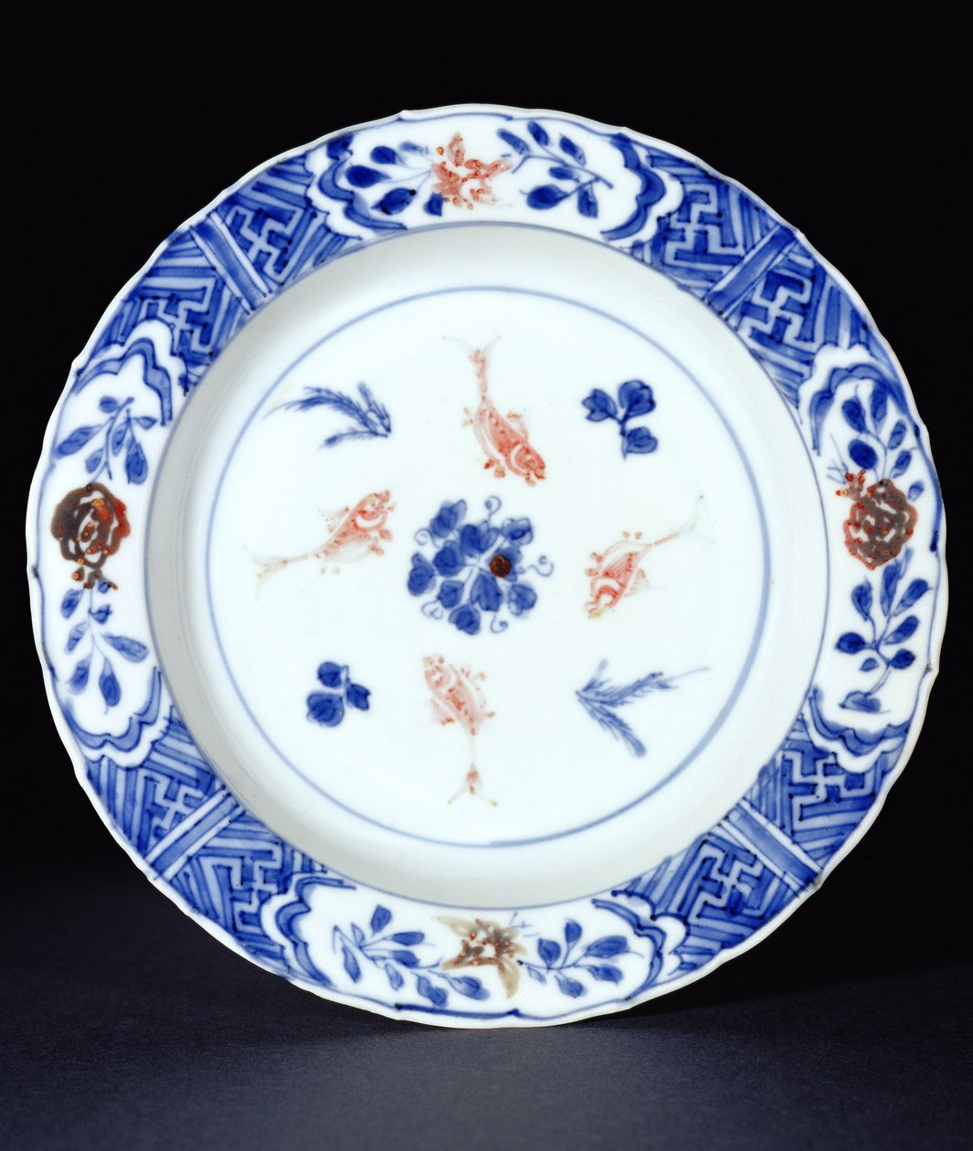 Teller dekoriert in Unterglasurblau mit Kupferroten Akzenten, späte Ming-Dynastie, ca. 1630 von Chinese School