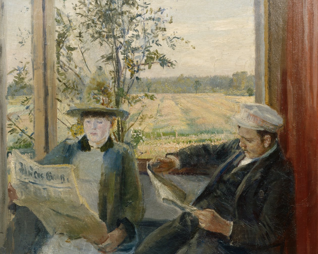 Oda liest die Zeitung Verdens Gang von Christian Krohg