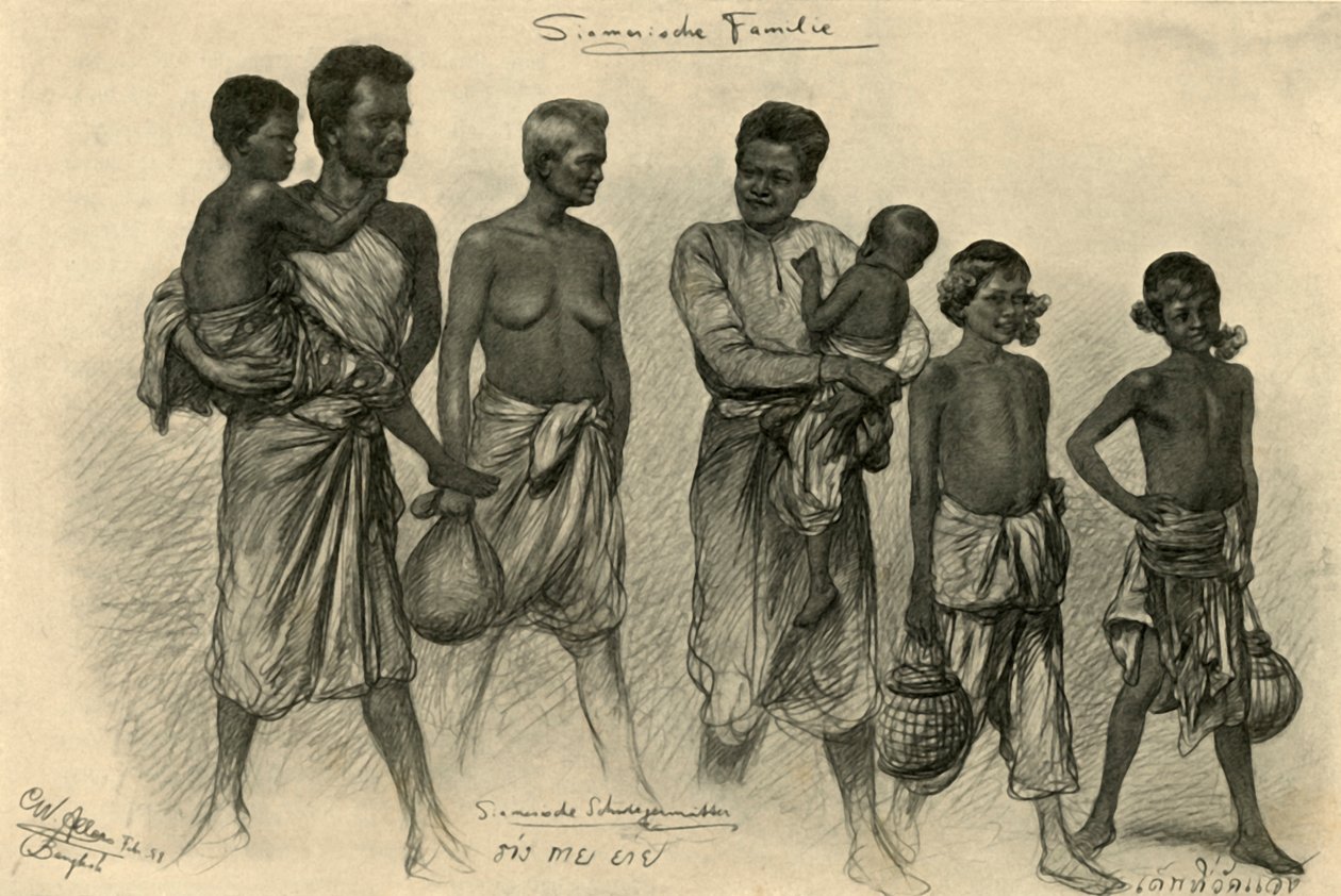 Siamesische Familie, Bangkok, 1898 von Christian Wilhelm Allers