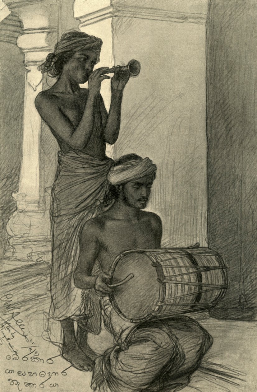 Tempelmusiker, Kandy, Ceylon, 1898 von Christian Wilhelm Allers