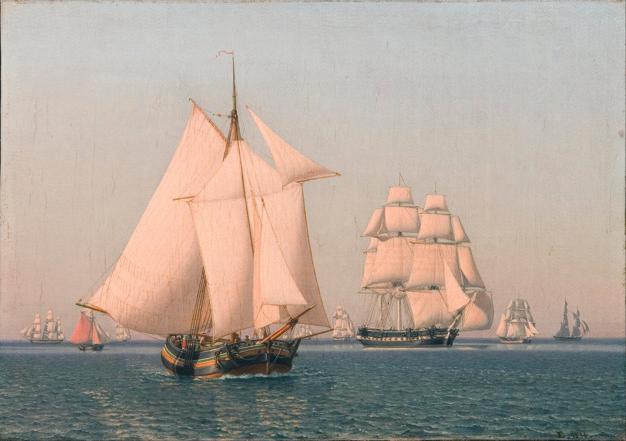Schiffe unter Segel bei einer milden Brise an einem klaren Sommernachmittag von Christoffer Wilhelm Eckersberg