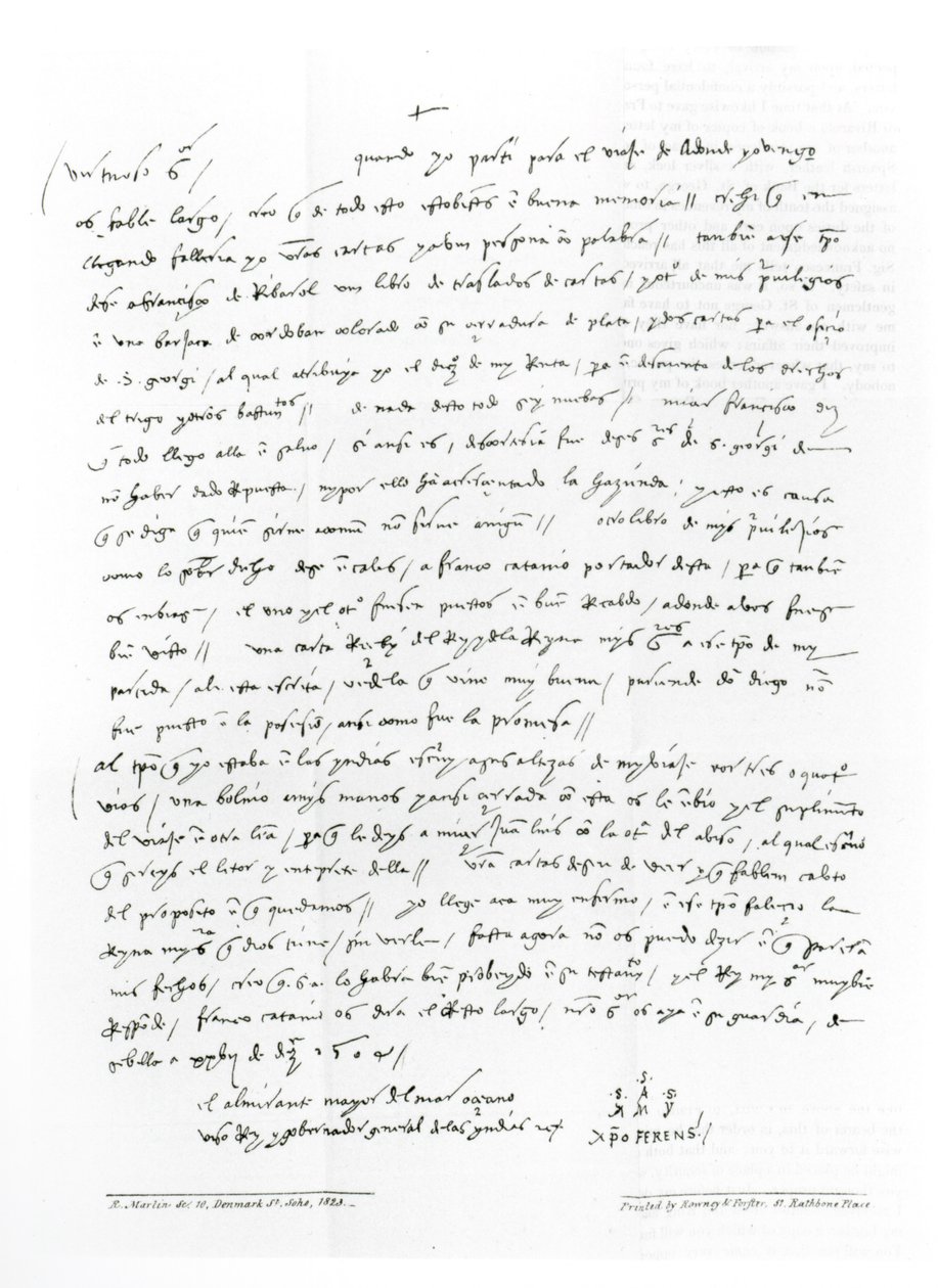 Brief von Kolumbus vom Dezember 1504 an Doktor Oderigo, aus 