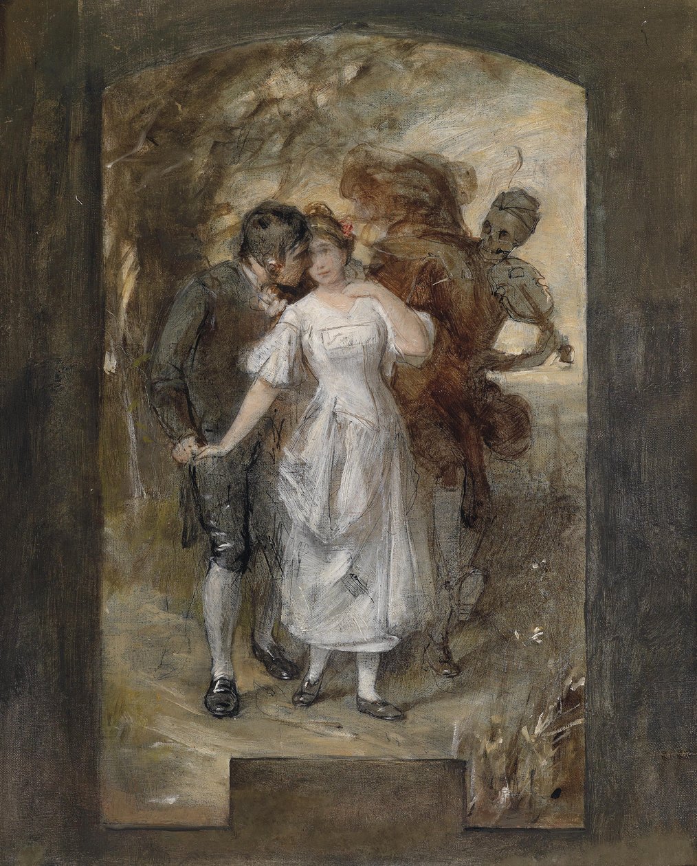 Junges Paar und der Tod von Circle of Hans Makart