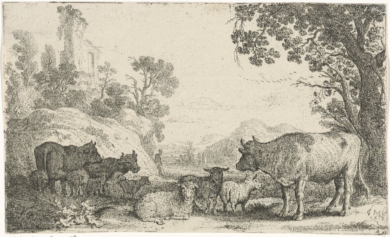 Landschaft mit Vieh von Claes Moeyaert
