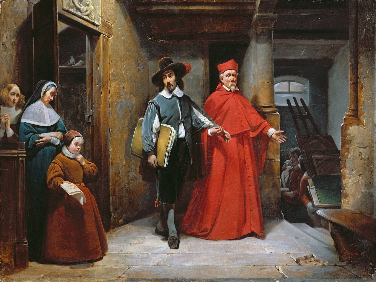 Ein Kardinal sucht Ribera in seinem Atelier in Neapel, 1839 von Claude Jacquand
