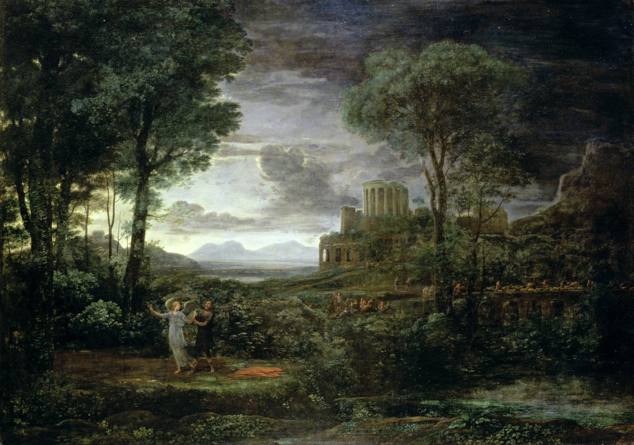 Landschaft mit Jakob, der mit dem Engel ringt, oder Nacht, 1672 von Claude Lorrain