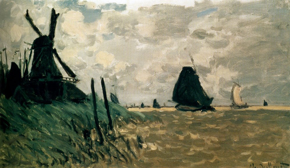 Eine Windmühle bei Zaandam von Claude Monet