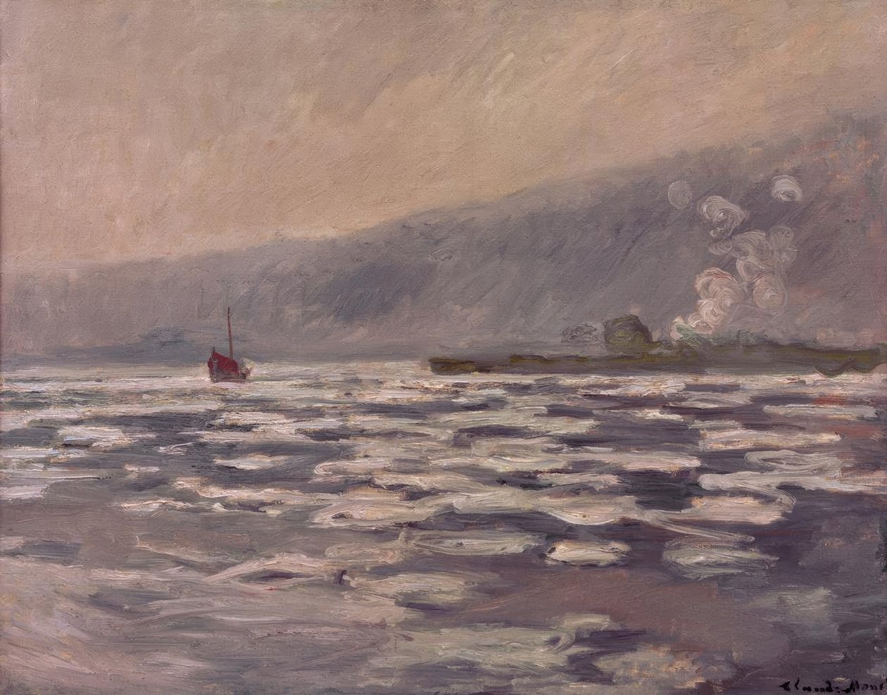 Eisschollen bei der Schleuse von Port-Villez von Claude Monet