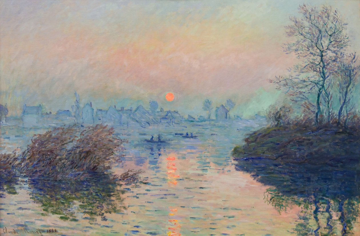 Sonnenuntergang über der Seine in Lavacourt, Wintereffekt von Claude Monet