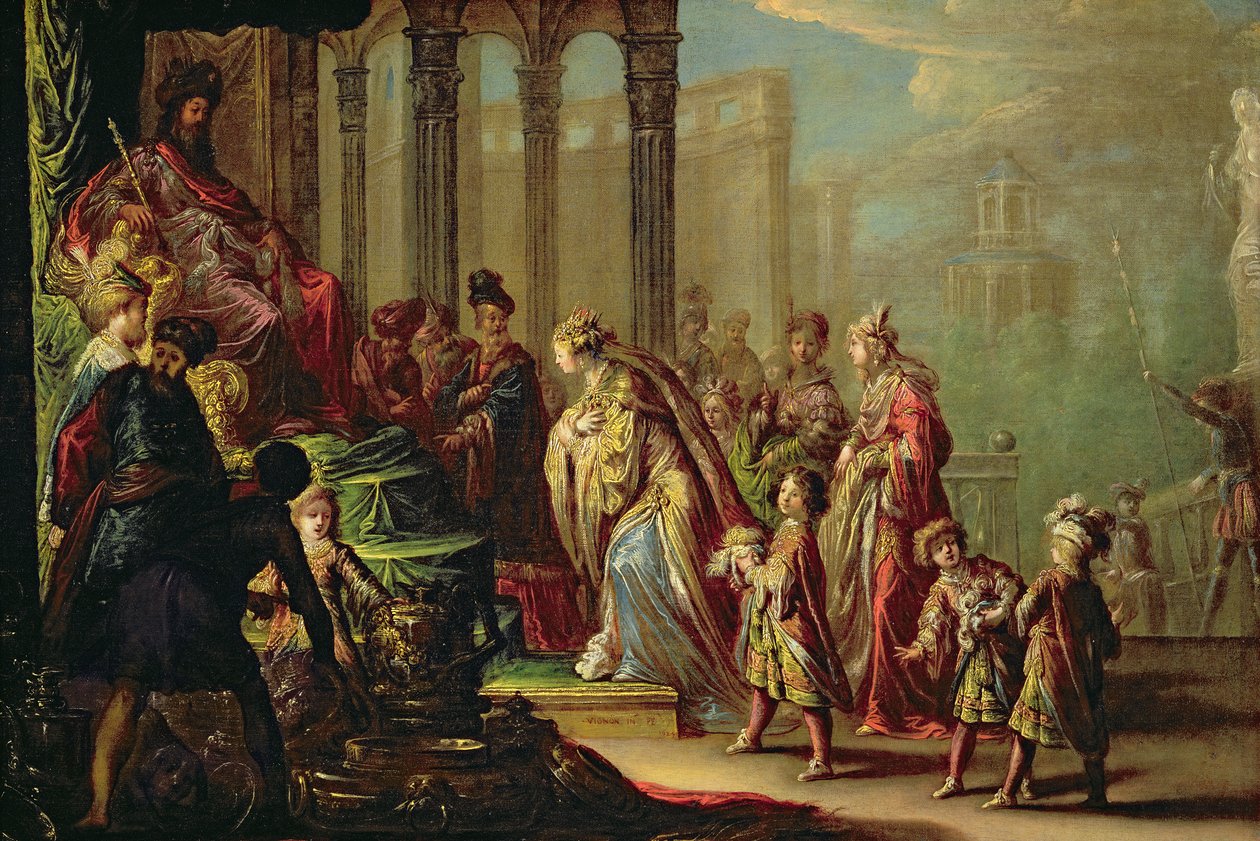 Salomo und die Königin von Saba, oder Esther vor Ahasverus, 1624 von Claude Vignon