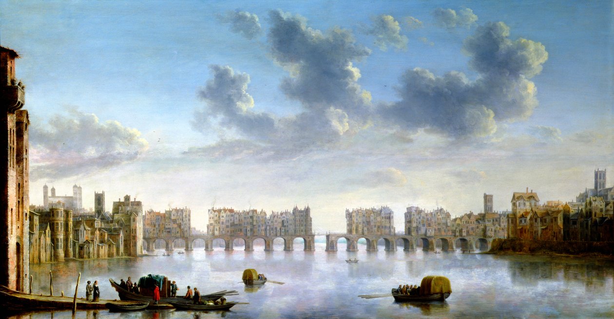 Die alte London Bridge, ca. 1630 von Claude Jongh