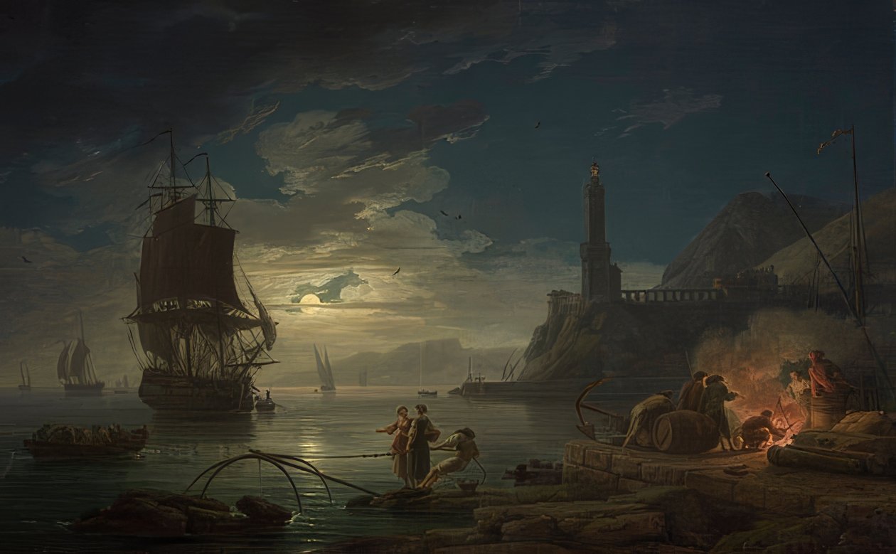 Küstenszene im Mondschein. 1769 von Claude Joseph Vernet