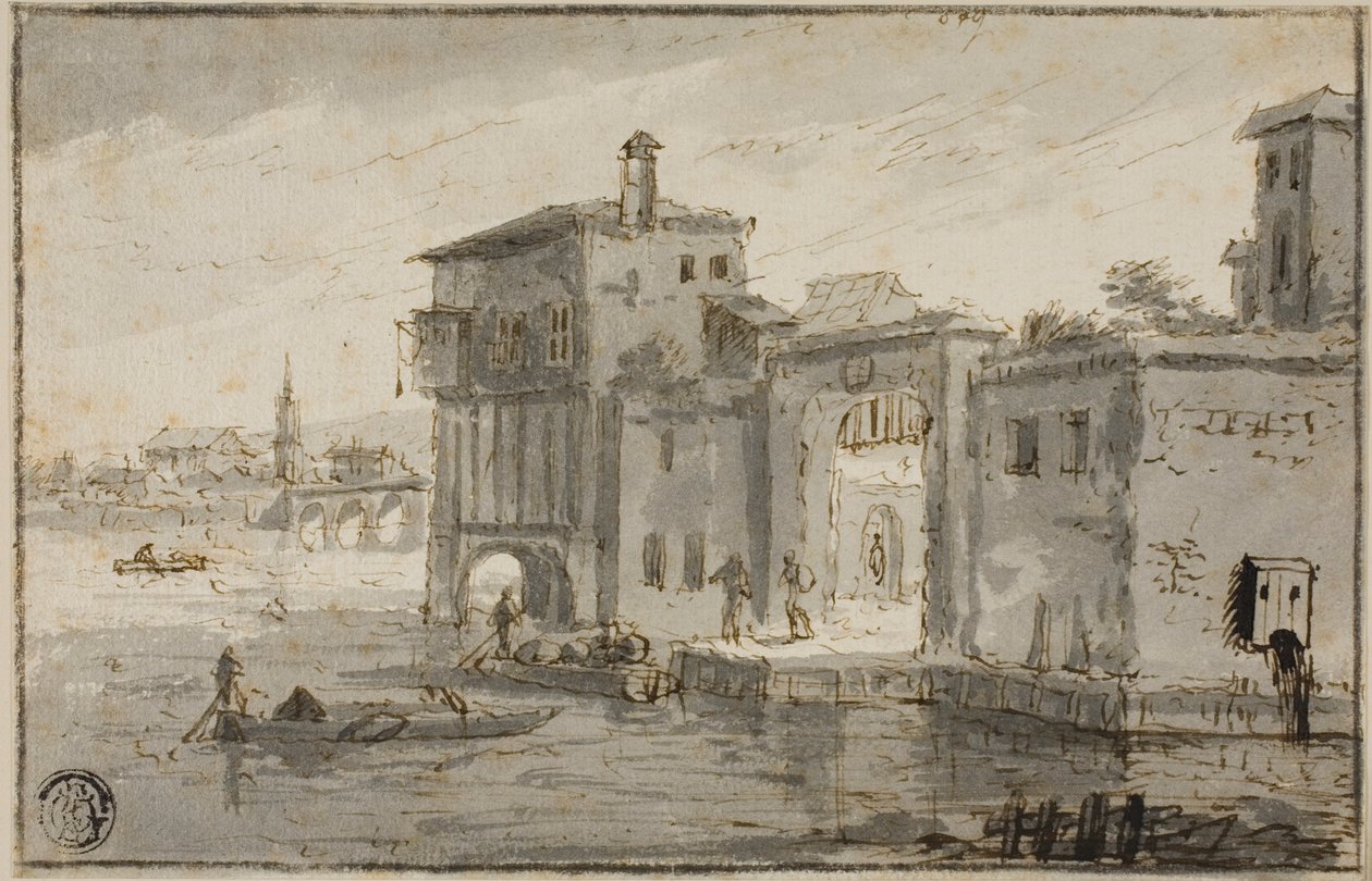 Gebäude am Lagune von Claude Lorrain