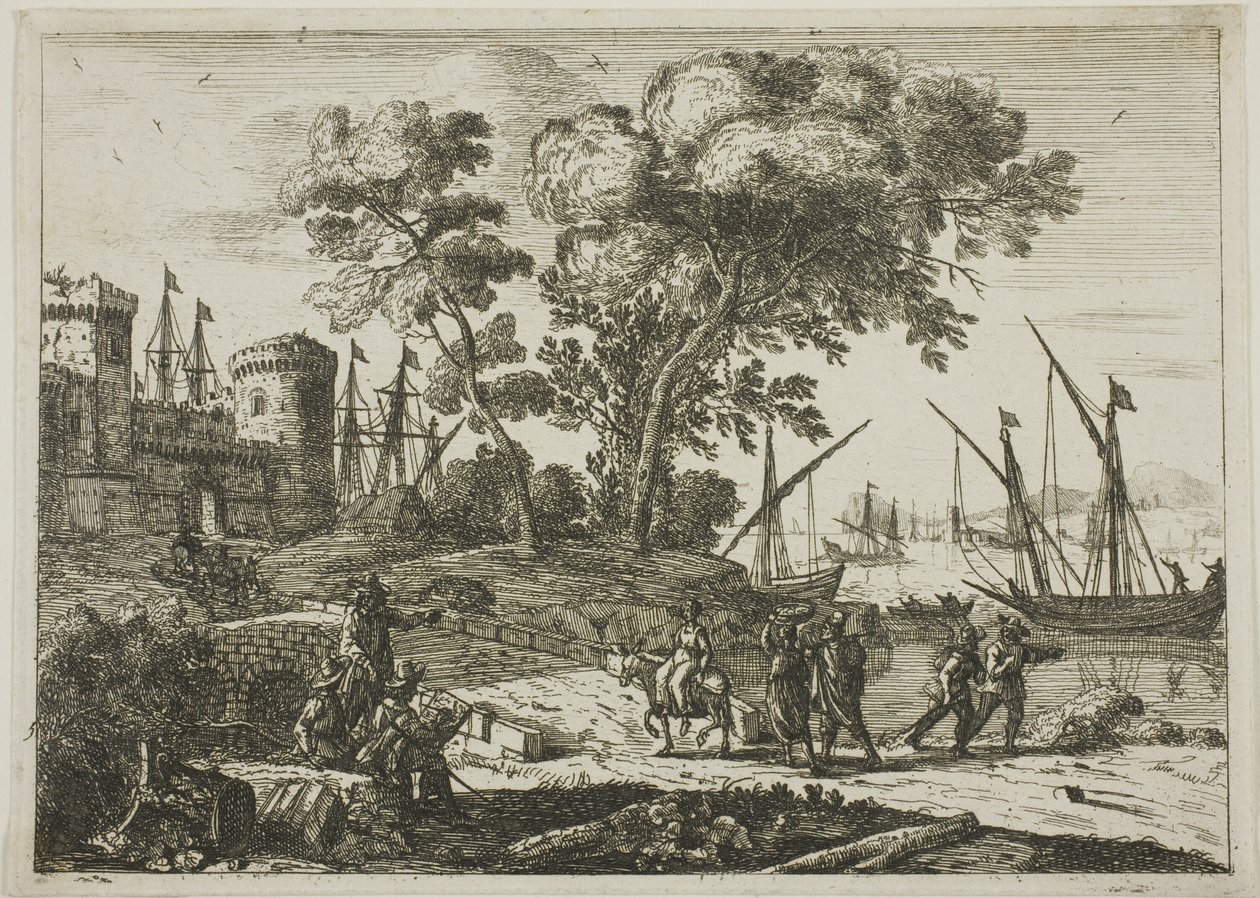 Küstenszene mit einem Künstler beim Zeichnen von Claude Lorrain