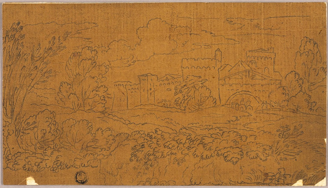 Landschaft mit ummauerter Stadt von Claude Lorrain