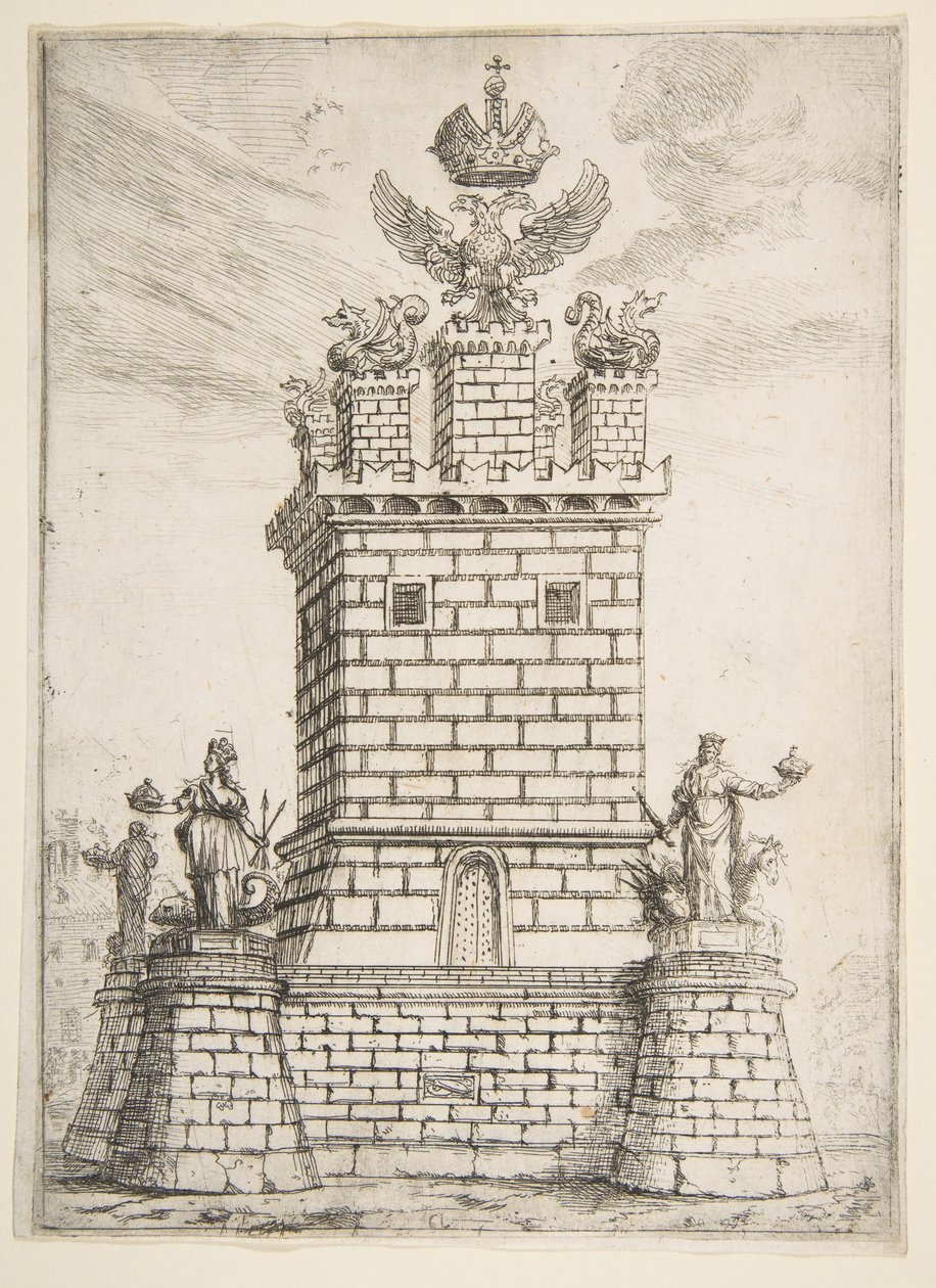 Der quadratische Turm, 1637 von Claude Lorrain