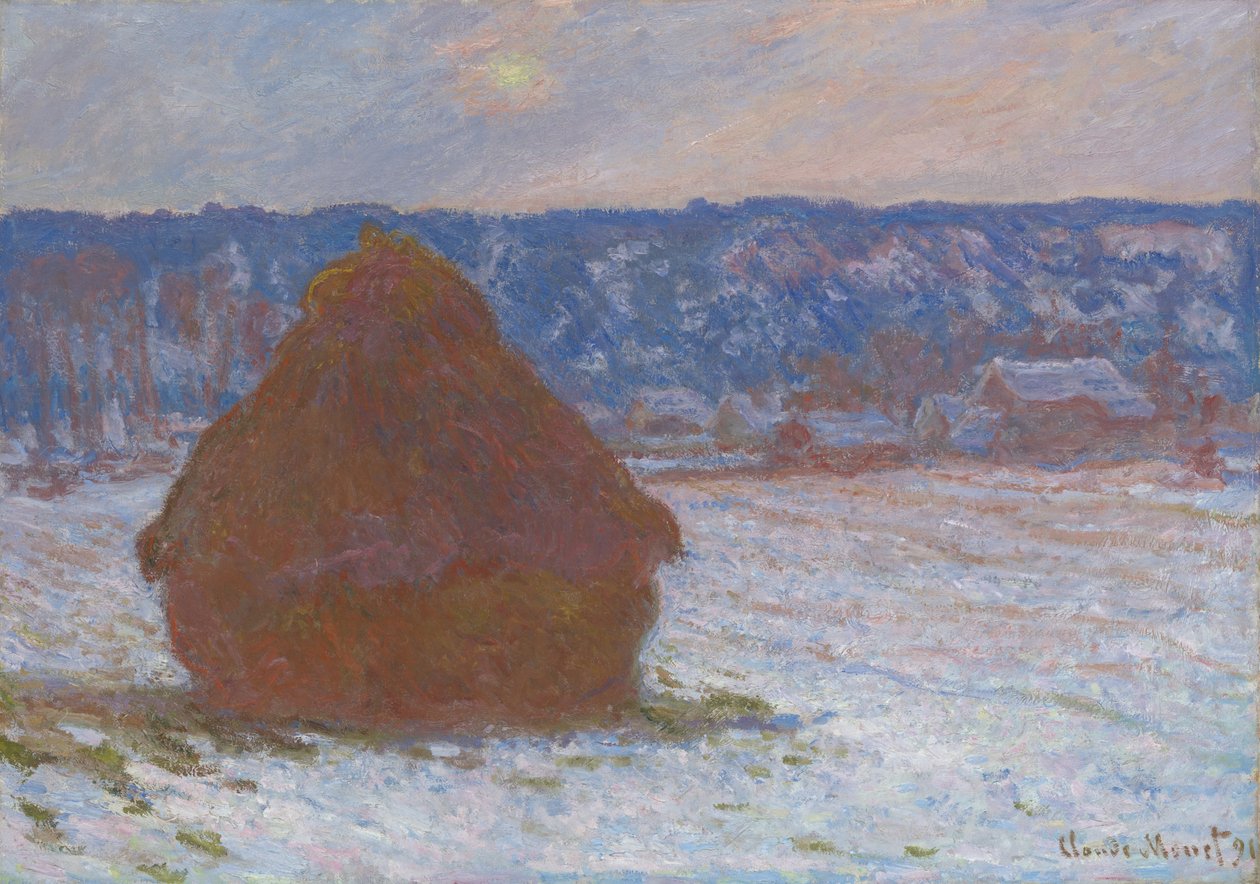 Weizenstapel (Schneeeffekt, bedeckter Tag) von Claude Monet