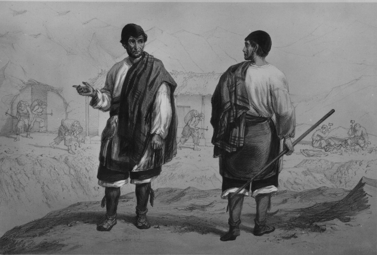 Bergleute von Chile, graviert von F. Lehnert von Claudio Gay