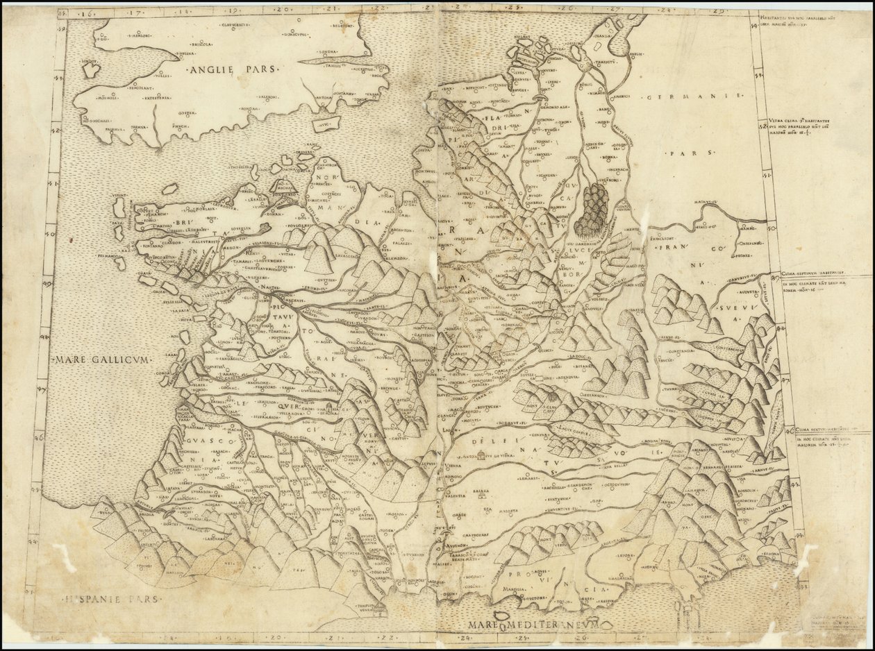 1507 Ptolemäische Karte von Frankreich von Claudius Ptolemy