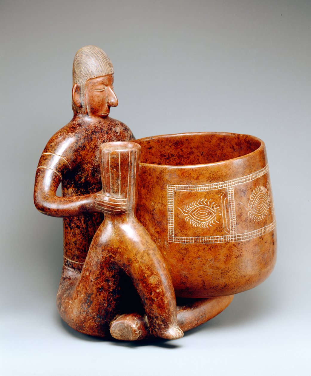 Sitzender Mann (Irdenware) von Colima Culture
