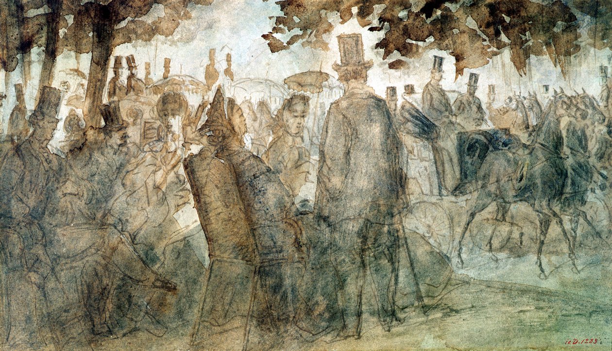 Kutschen und Spaziergänger auf der Avenue des Champs-Elysses von Constantin Guys