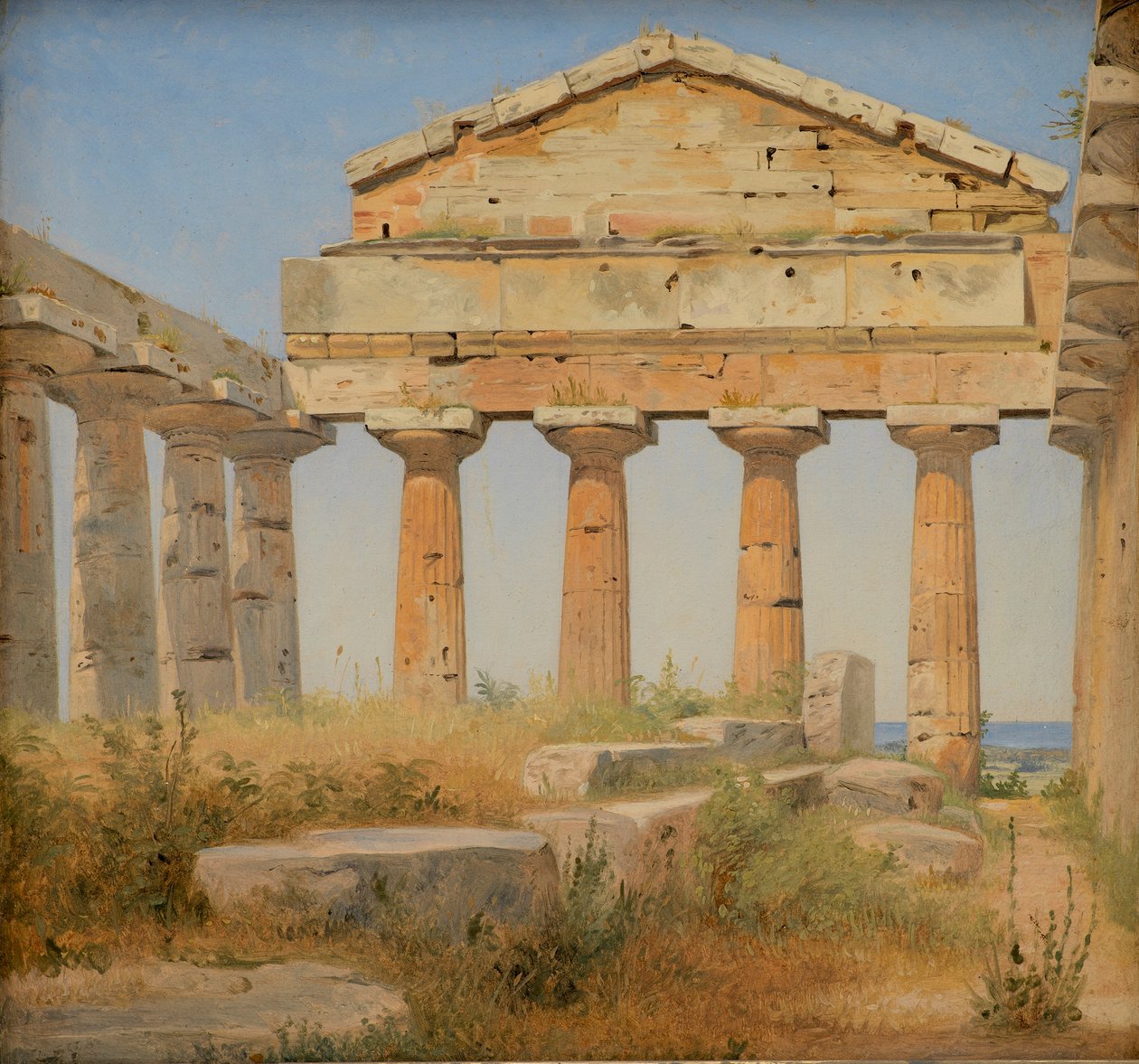 Der Tempel der Athena in Paestum, 1838 von Constantin Hansen
