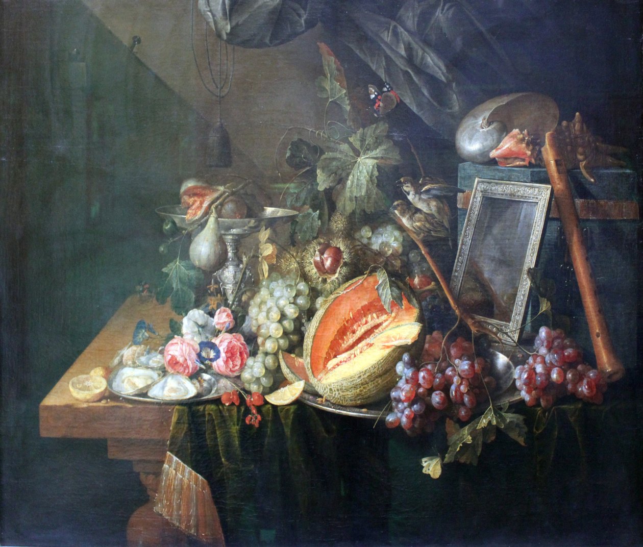 Stillleben mit kopulierenden Spatzen von Cornelis de Heem
