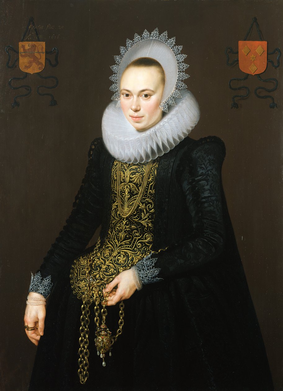 Porträt von Justina van Teylingen, 1616 von Cornelis van der Voort