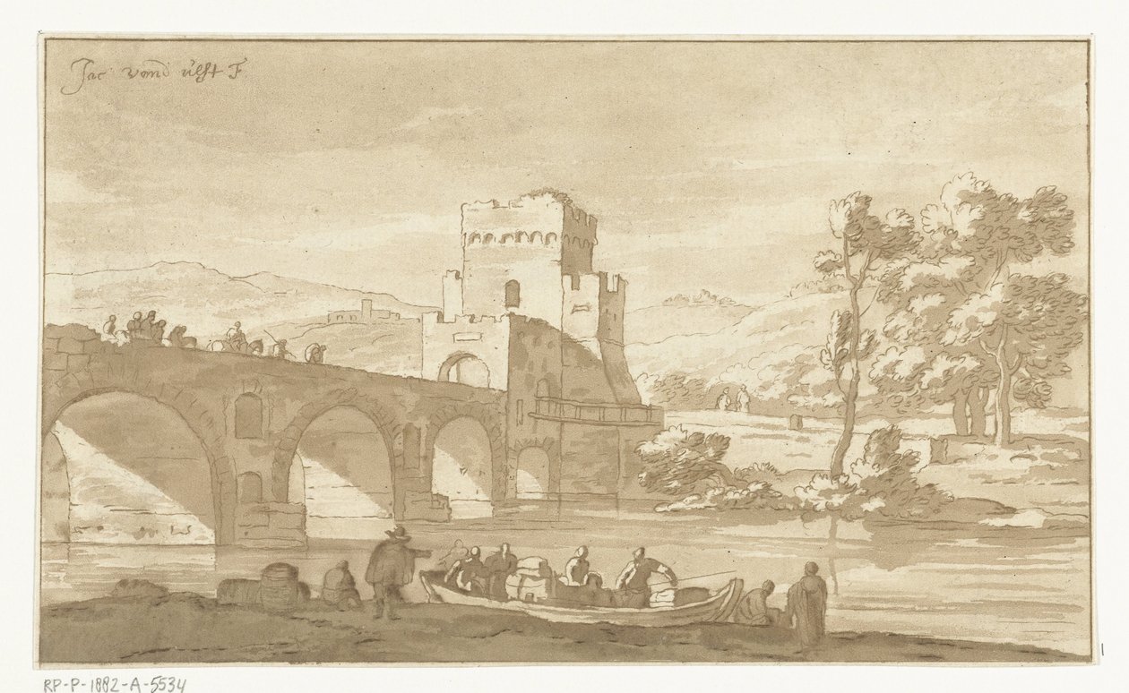 Ponte Molle bei Rom von Cornelis Brouwer