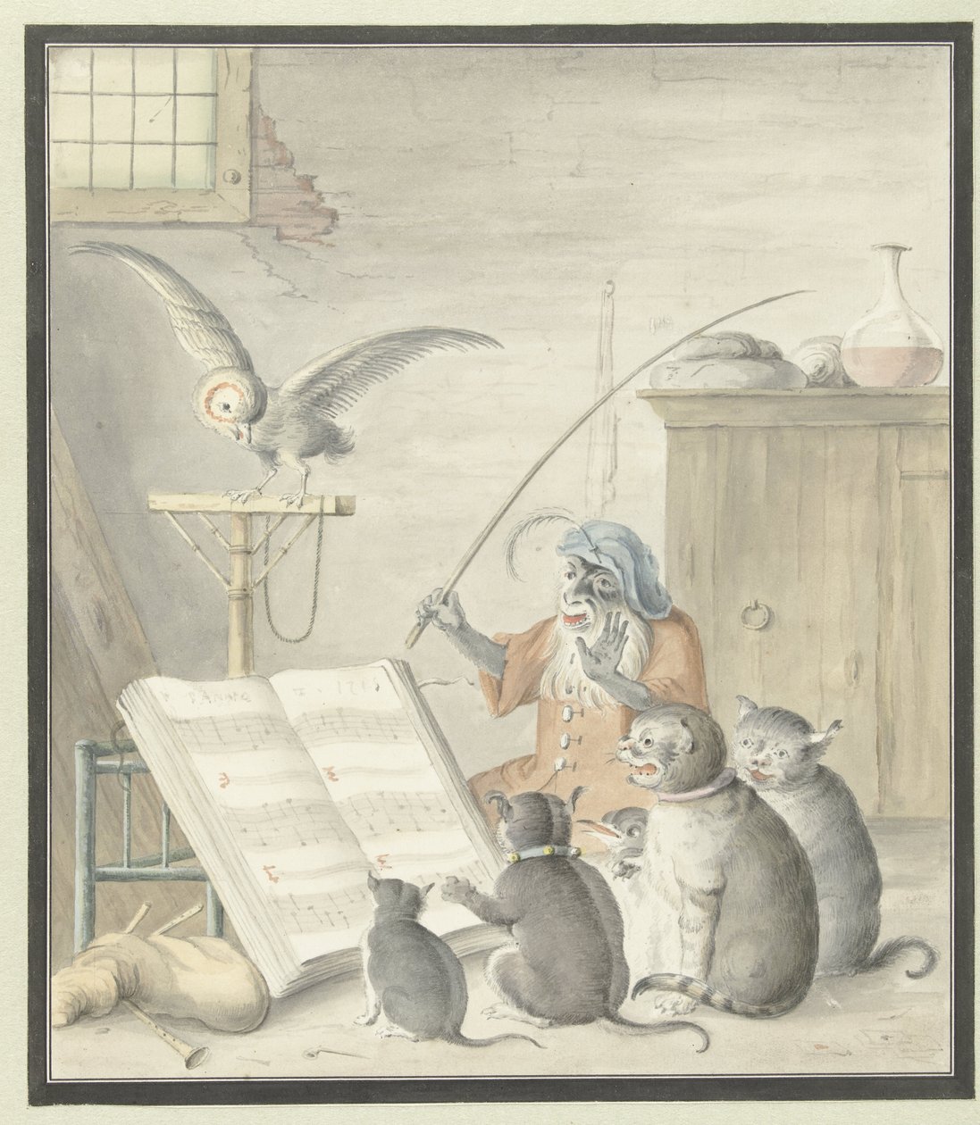 Interieur mit Katzenkonzert von Cornelis Saftleven (possibly)