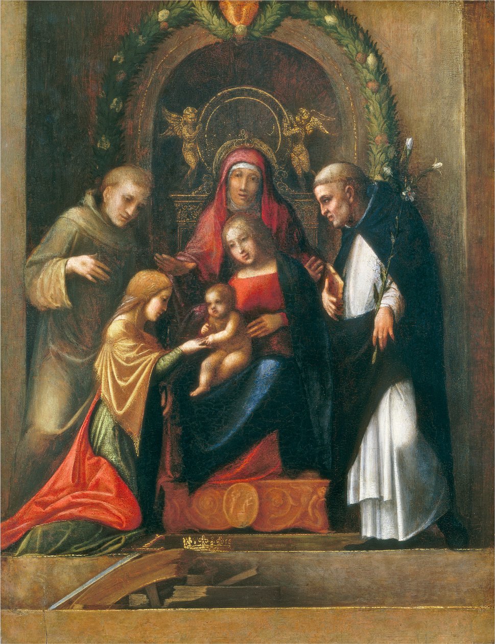 Die mystische Hochzeit der hl. Katharina, 1510-15 von Antonio da Correggio