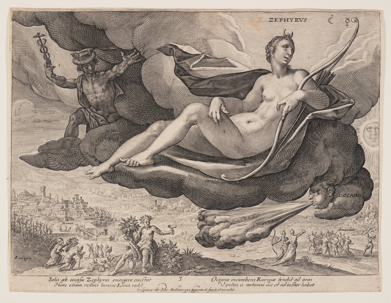 Zephyrus, aus Die Winde von Crispijn van de Passe I