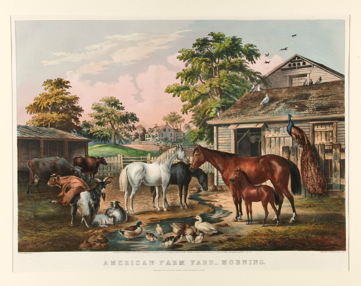 Amerikanischer Bauernhof - Morgen von Currier and Ives