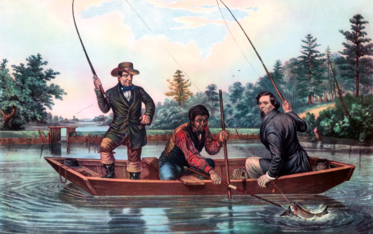 Einen Forelle fangen, 1854 von Currier and Ives
