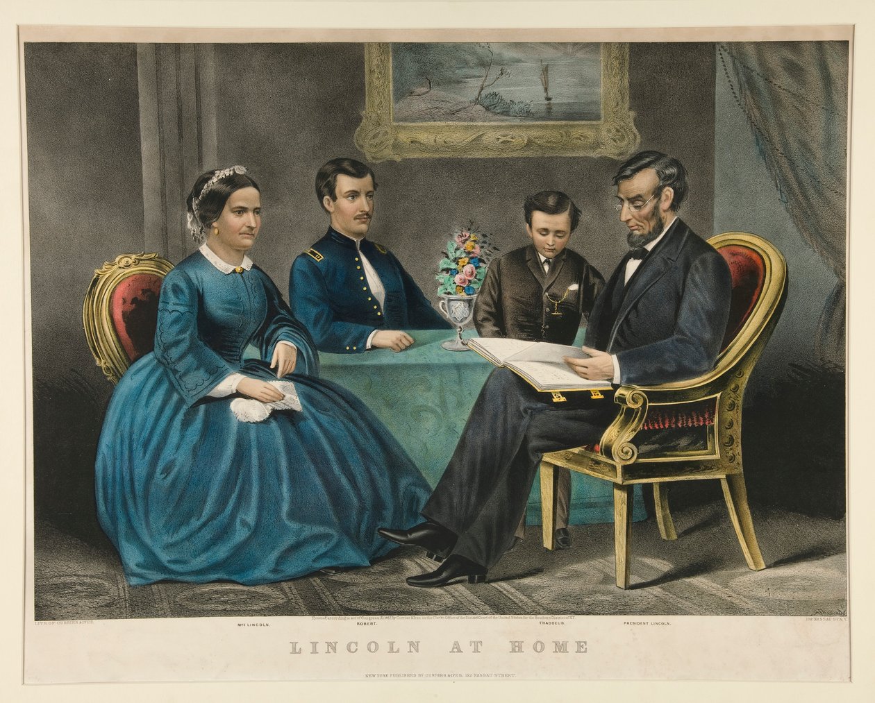 Lincoln zu Hause von Currier and Ives