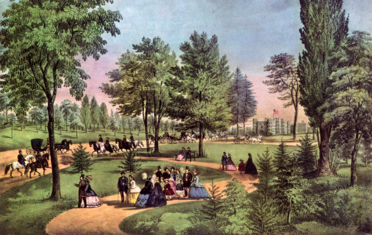Die Fahrt, Central Park, 1862 von Currier and Ives