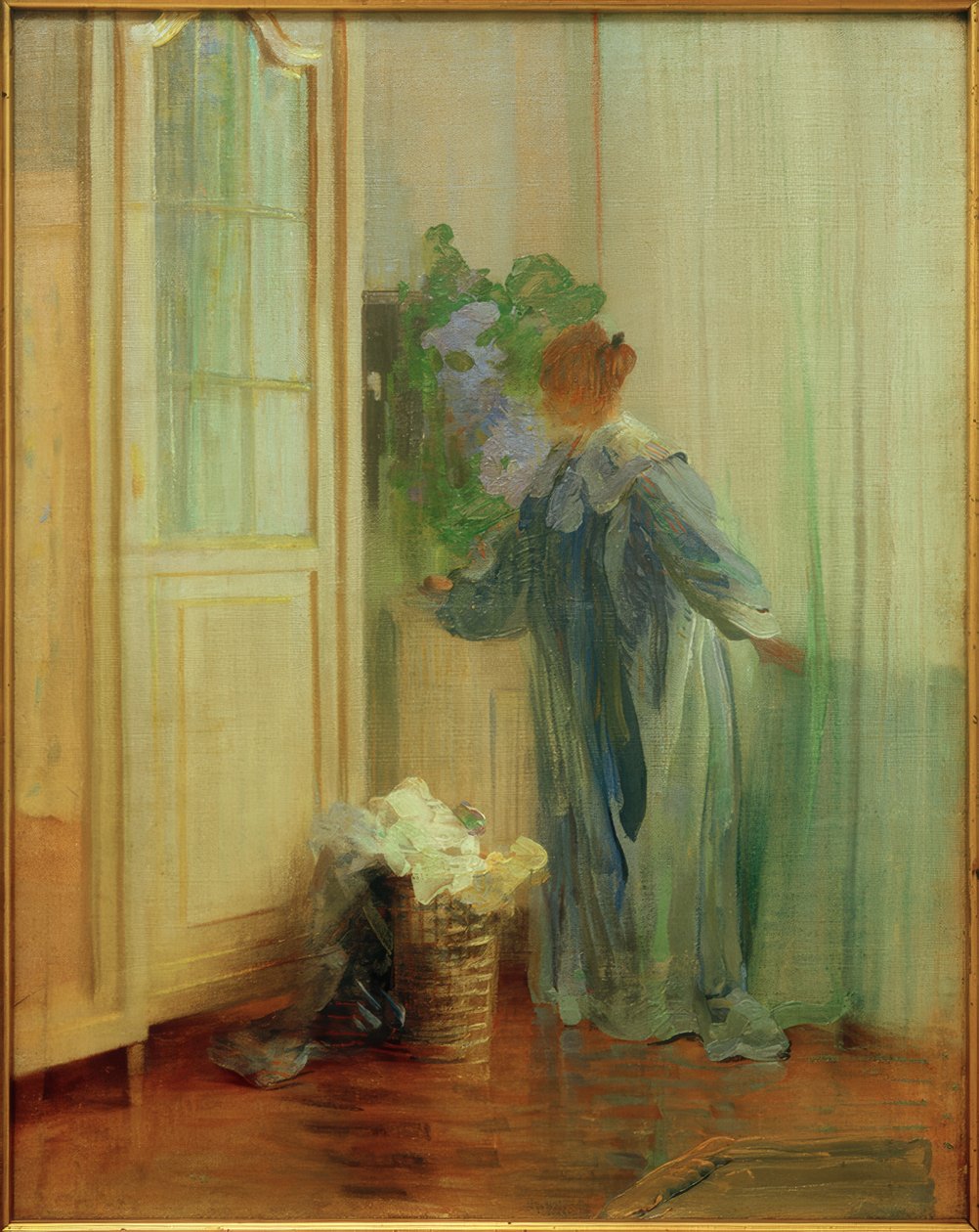 Sophie Herz in blauem Gewand am Fenster von Curt Herrmann