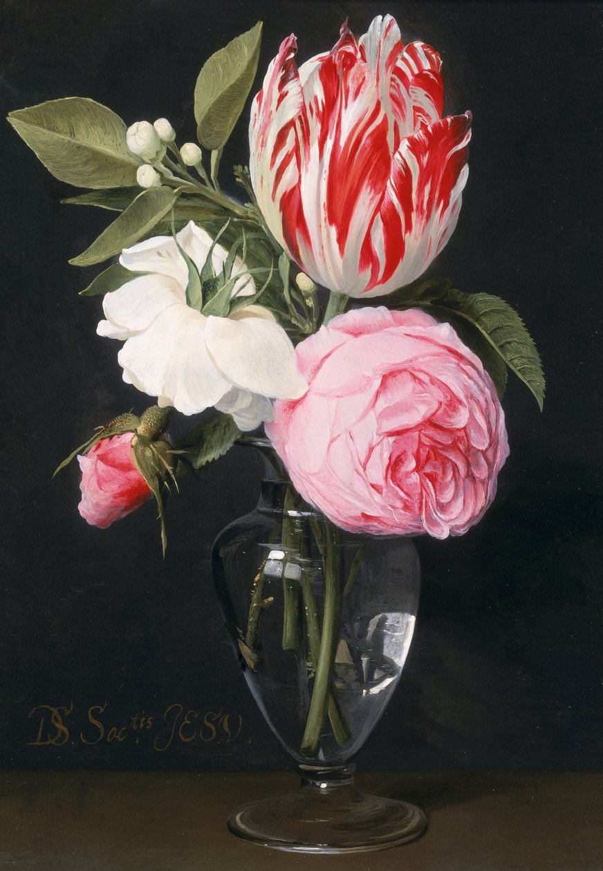 Blumen in einer Glasvase von Daniel Seghers