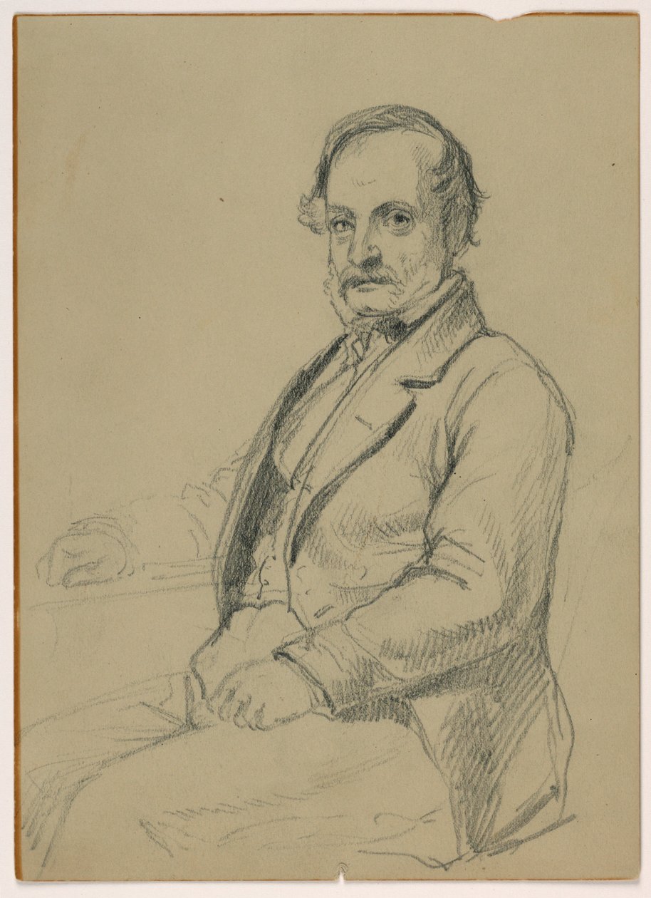 Zeichnung, Mann sitzt, ca. 1860 von Daniel Huntington