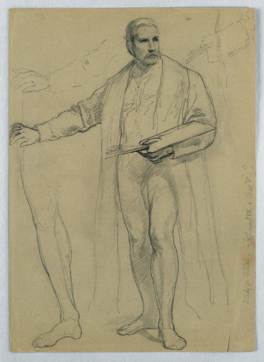 Zeichnung, Studie für "Titian zeigt, 1866" von Daniel Huntington