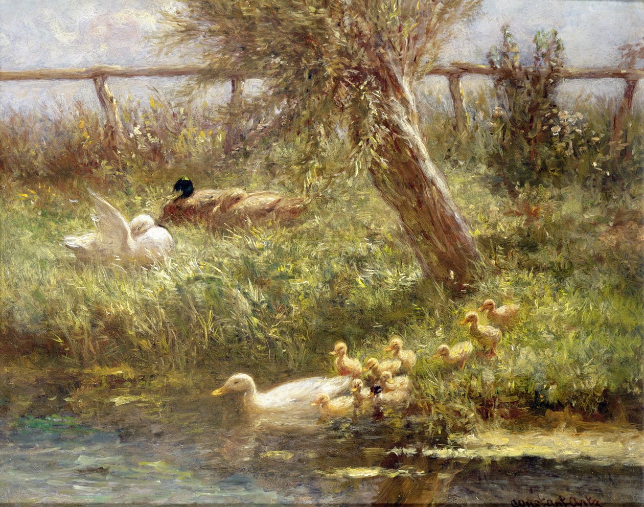Enten und Entenküken von David Adolph Constant Artz