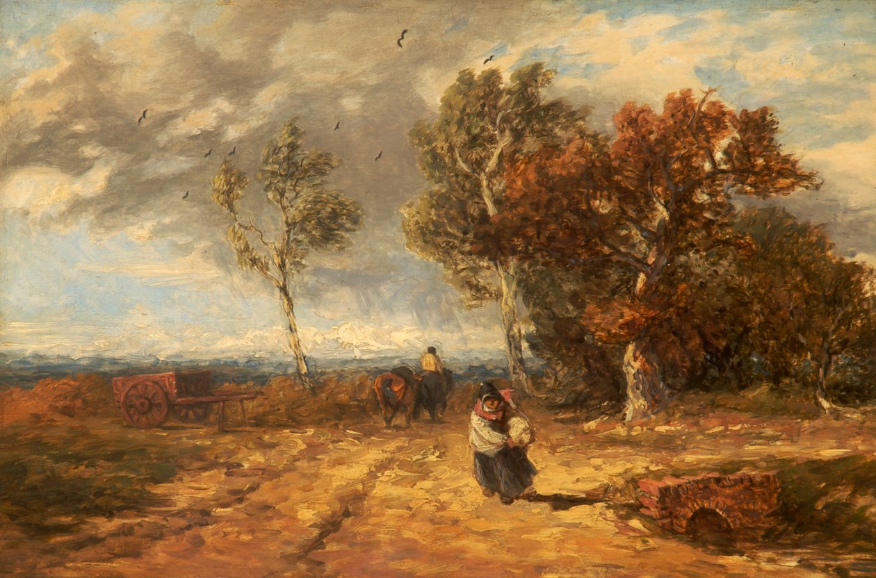 Eine Straße an einem Gemeindeland: Windiger Tag, ca. 1840-59 von David Cox