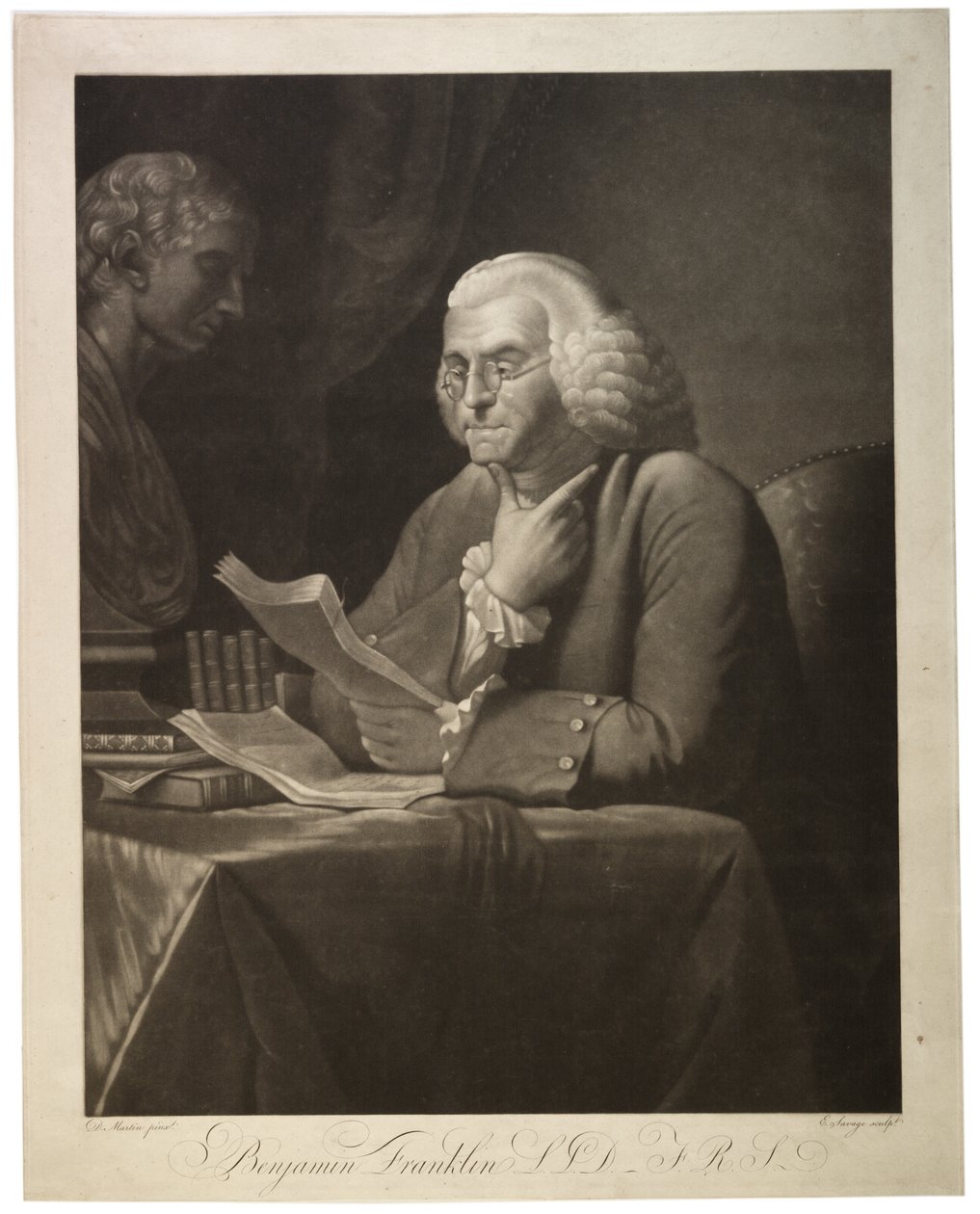 Benjamin Franklin L.L.D. - F.R.S., graviert von Edward Savage, ca. 1800 von David Martin