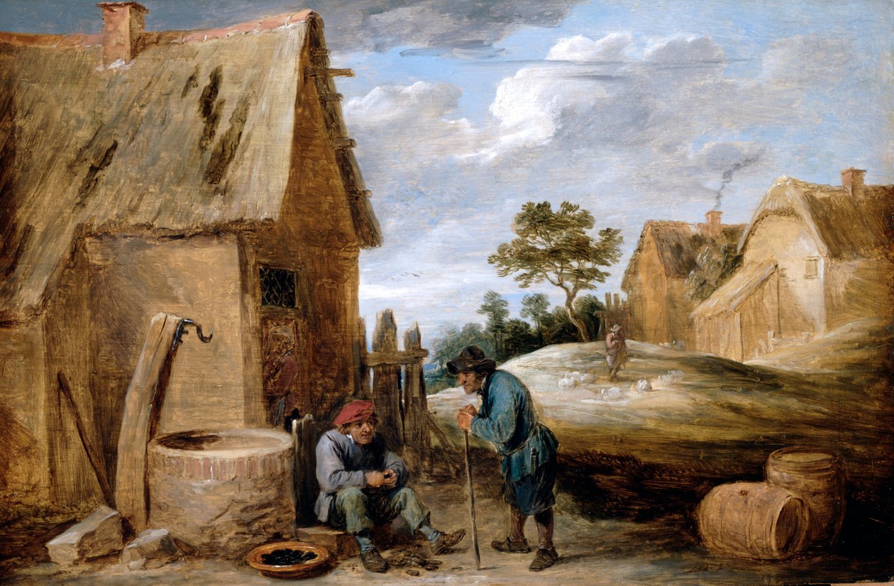 Ein Bauer isst Muscheln von David Teniers the Younger