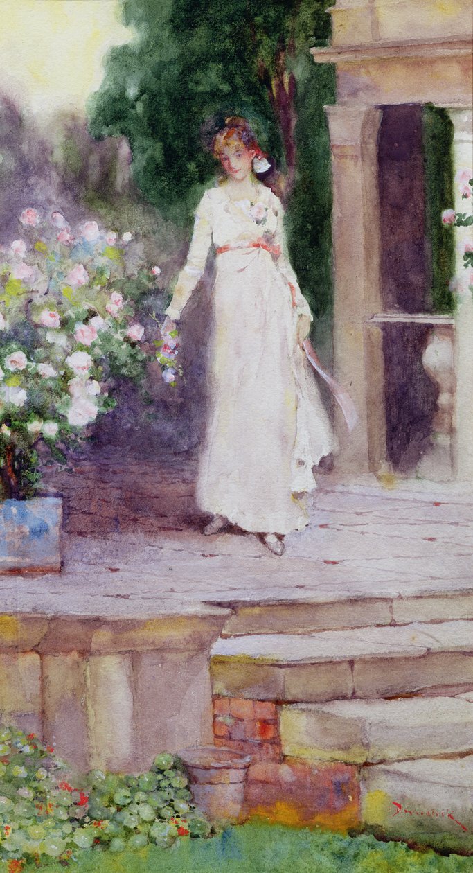 Dame auf der Rosenterrasse von David Woodlock