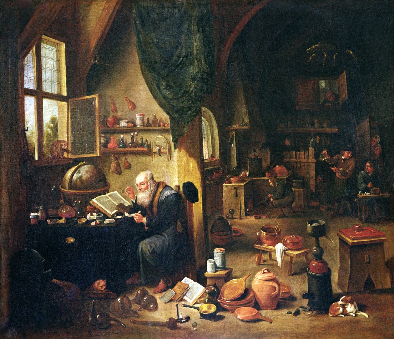 Ein Alchemist in seiner Werkstatt von David Teniers the Younger