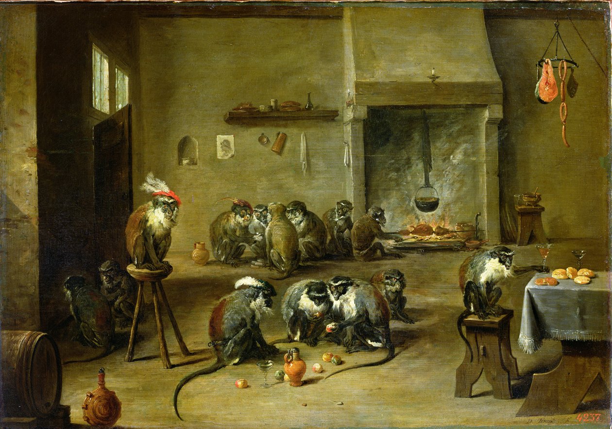 Affen in einer Küche, ca. 1645 von David Teniers the Younger
