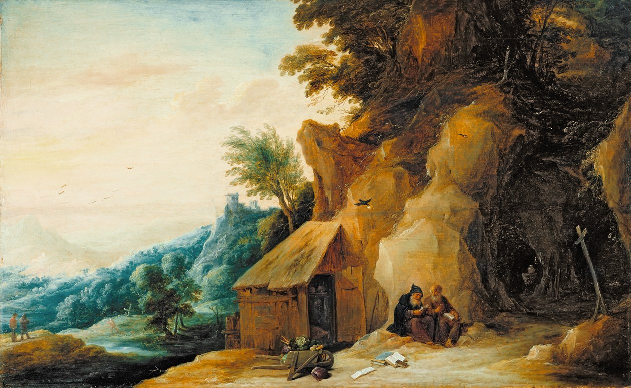 Heilige Antonius und Paulus in einer Landschaft, ca. 1636-38 von David Teniers the Younger