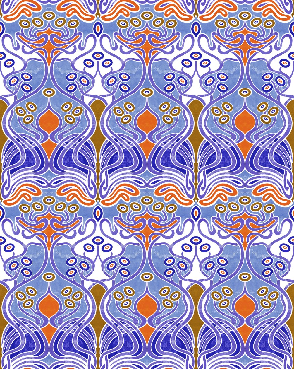 Beauclair Blau Orange von David Newton
