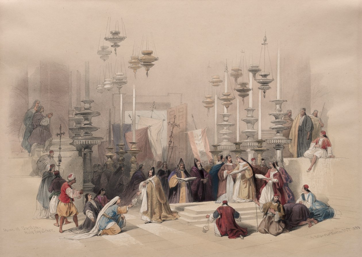 Salbungsstein, Heiliges Grab, 1839 von David Roberts